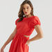 2Xtremz Solid Midi Dress with Short Sleeves and Cutout Detail-Dresses-thumbnailMobile-4