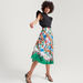 2Xtremz Floral Print Midi A-line Pleated Skirt with Elasticated Waistband-Skirts-thumbnail-1