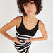 2Xtremz Striped Midi Sleeveless Bodycon Dress with V-neck-Dresses-thumbnailMobile-0