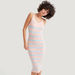 2Xtremz Striped Midi Sleeveless Bodycon Dress with V-neck-Dresses-thumbnailMobile-0