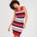 2Xtremz Striped Mini Bodycon Sleeveless Dress with V-neck-Dresses-thumbnail-0