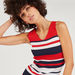 2Xtremz Striped Mini Bodycon Sleeveless Dress with V-neck-Dresses-thumbnail-2