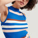 2Xtremz Striped Sleeveless Mini Bodycon Dress with High Neck-Dresses-thumbnail-3