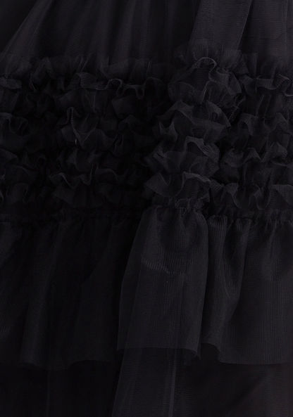 2Xtremz Textured Midi A-line Skirt with Ruffle Detail and Elasticated Waist-Skirts-image-2