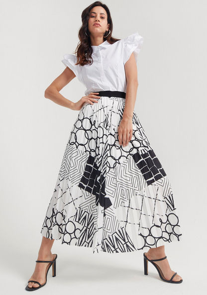 2Xtremz Printed A-line Skirt with Elasticated Hemline-Skirts-image-1