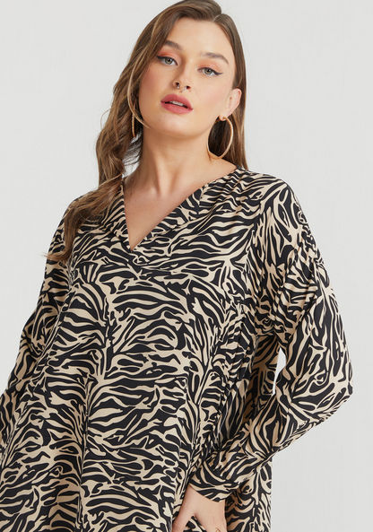 2Xtremz Animal Print A-Line Dress with Long Sleeves-Dresses-image-2