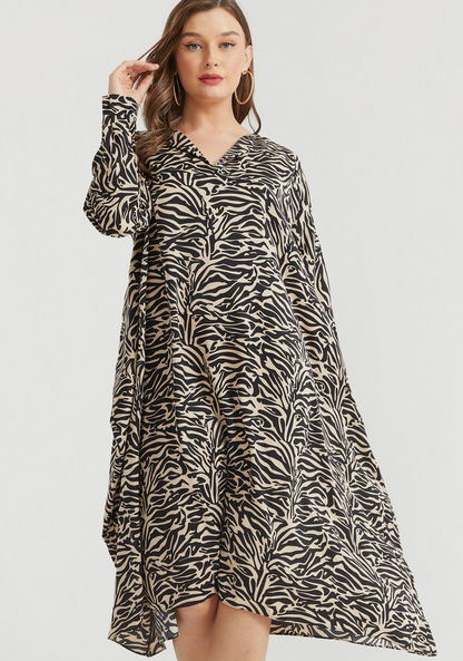 2Xtremz Animal Print A-Line Dress with Long Sleeves-Dresses-image-4