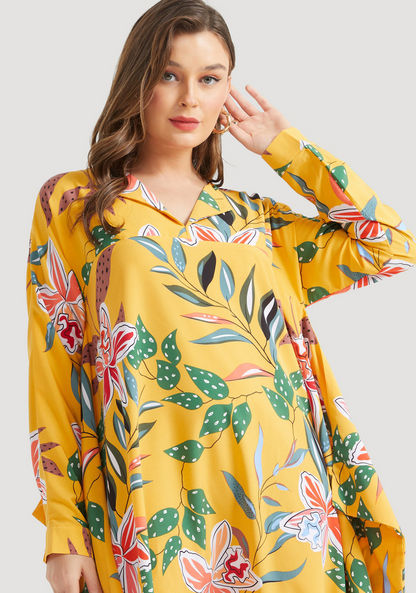 2Xtremz Floral Print A-Line Dress with Long Sleeves-Dresses-image-1