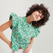 2Xtremz Floral Print Shirt with Ruffled Sleeves and Button Closure-Shirts & Blouses-thumbnail-0