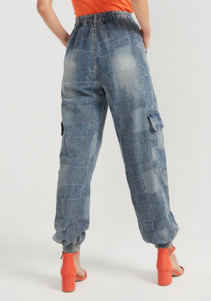 2Xtremz Denim Distressed Cargo Jeans with Pockets and Button Closure-Jeans-image-4