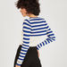 2Xtremz Striped Crop T-shirt with Long Sleeves and Crew Neck-T Shirts-thumbnail-3