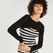 2Xtremz Textured Crop T-shirt with Long Sleeves and Crew Neck-T Shirts-thumbnail-1