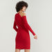 2Xtremz Ribbed Bodycon Dress with Cutout Shoulder and Chain Accent-Dresses-thumbnailMobile-3