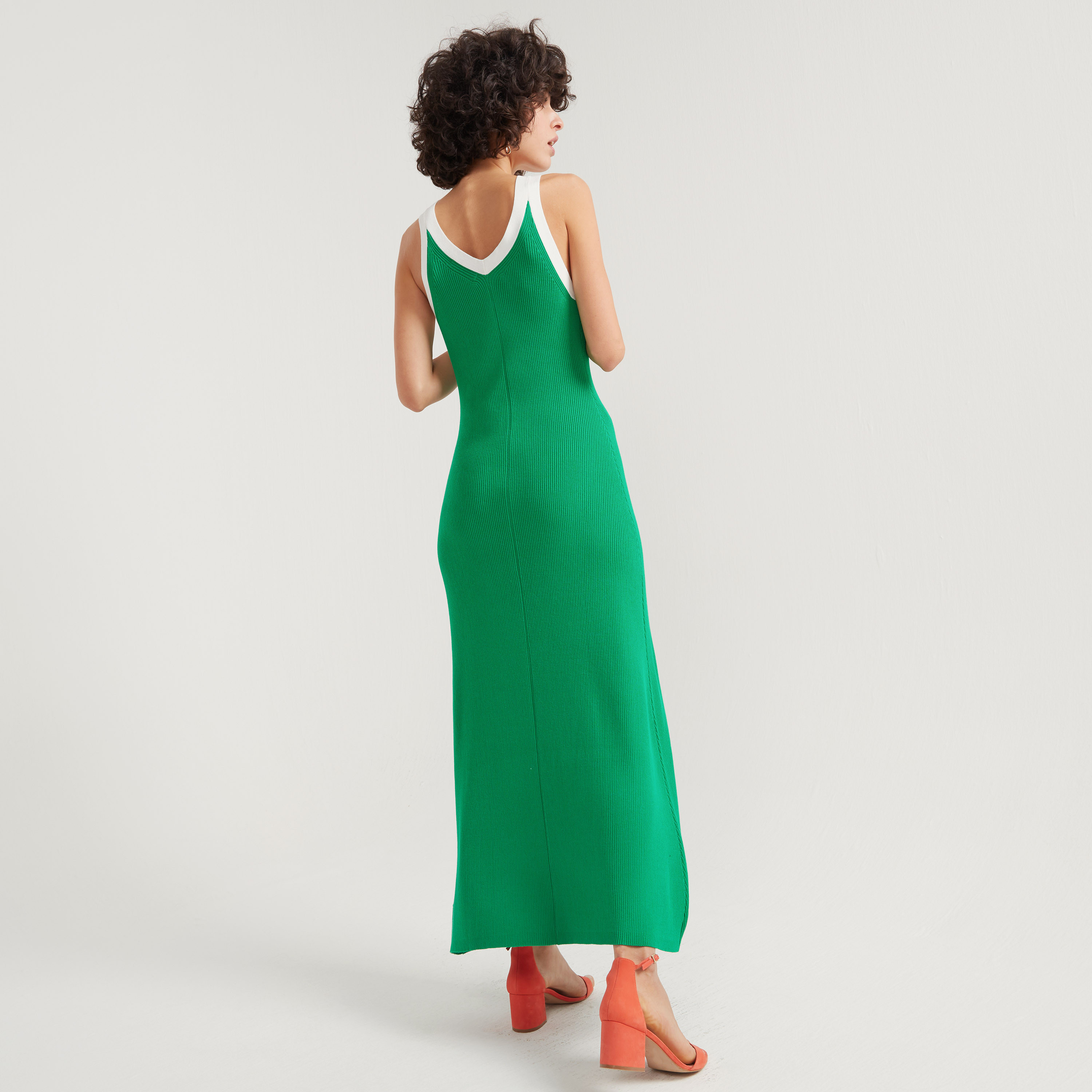 فستان طويل واسع دون أكمام بارز الملمس بياقة v من تو إكستريمز-women-clothing-dresses-image-20