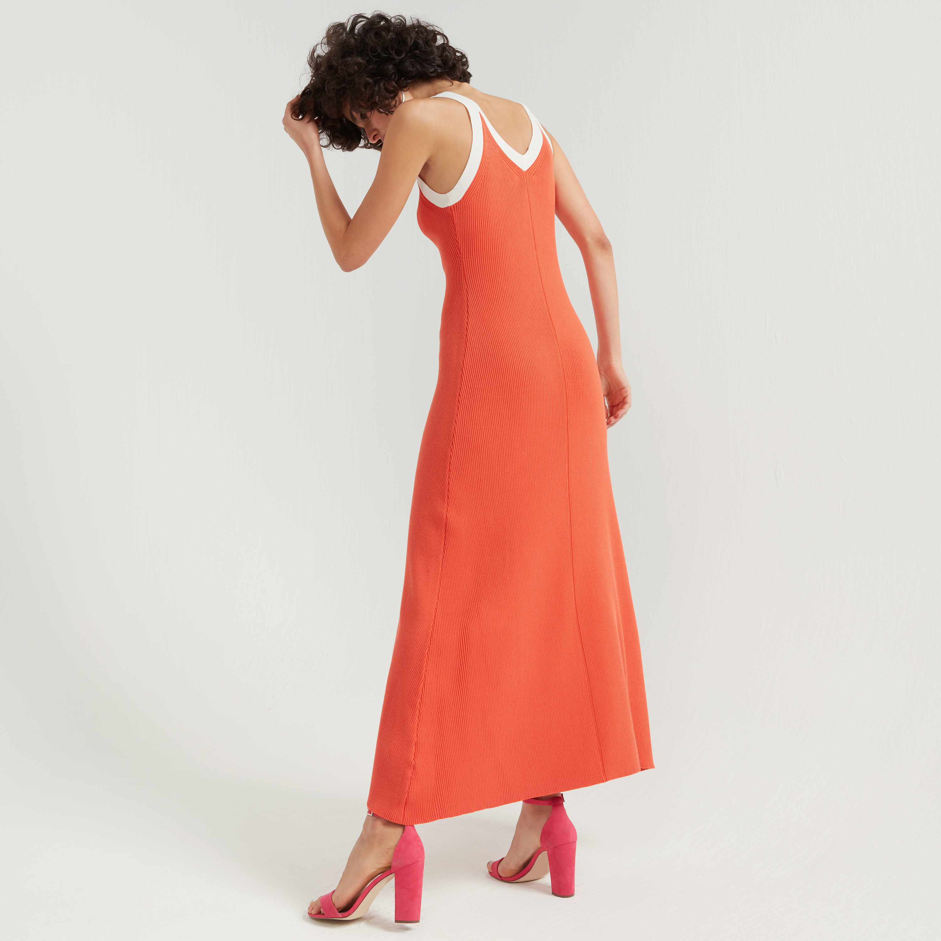 فستان طويل واسع دون أكمام بارز الملمس بياقة v من تو إكستريمز-women-clothing-dresses-image-13