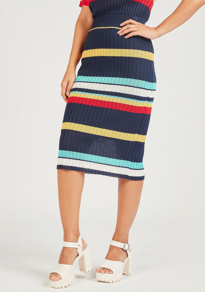 2Xtremz Striped Skirt with Elasticated Waistband-Skirts-image-0