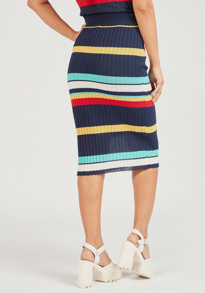 2Xtremz Striped Skirt with Elasticated Waistband-Skirts-image-3