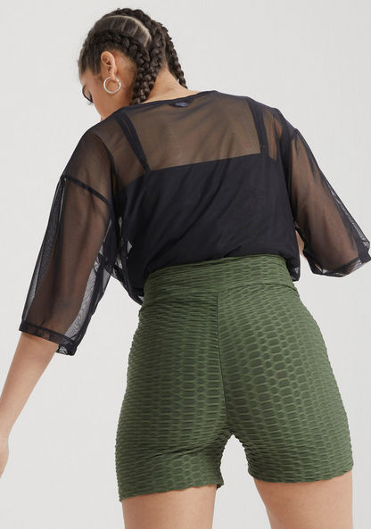 2Xtremz Textured Mid-Rise Shorts with Elasticated Waistband-Shorts-image-3