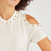 2Xtremz Textured Crew Neck Top with Cold Shoulder-Shirts & Blouses-thumbnailMobile-2