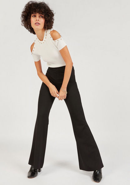 2Xtremz Textured Crew Neck Top with Cold Shoulder-Shirts & Blouses-image-5