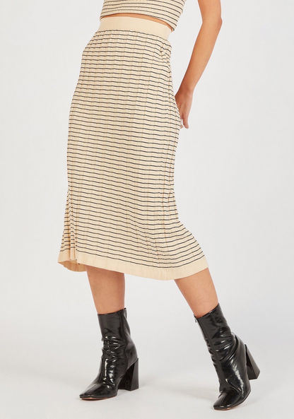 2Xtremz Striped Midi Shift Skirt with Elasticated Waistband-Skirts-image-1