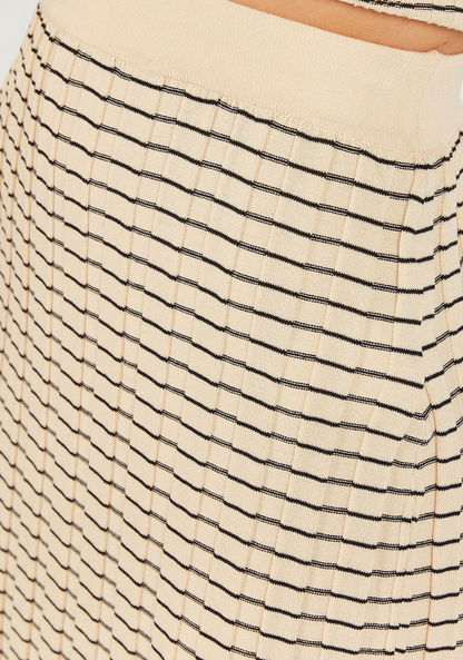 2Xtremz Striped Midi Shift Skirt with Elasticated Waistband-Skirts-image-3