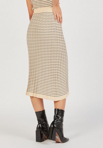 2Xtremz Striped Midi Shift Skirt with Elasticated Waistband-Skirts-image-4