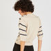 2Xtremz Striped V-neck Top with 3/4 Sleeves and Button Detail-Shirts & Blouses-thumbnailMobile-3