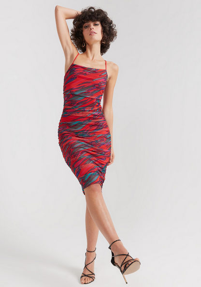 2Xtremz Printed Midi Bodycon Dress with Spaghetti Straps-Dresses-image-5