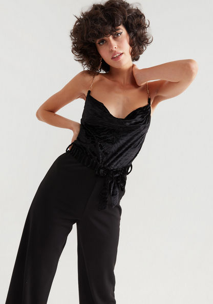 2Xtremz Solid Jumpsuit with Tie-Up Waist Belt and Chain Straps-Jumpsuits & Playsuits-image-1