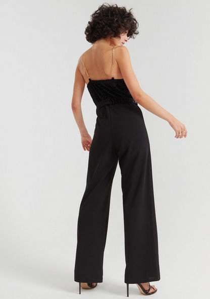 2Xtremz Solid Jumpsuit with Tie-Up Waist Belt and Chain Straps-Jumpsuits & Playsuits-image-3