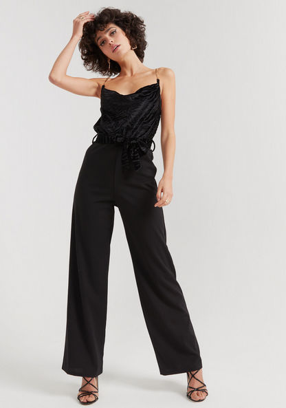 2Xtremz Solid Jumpsuit with Tie-Up Waist Belt and Chain Straps-Jumpsuits & Playsuits-image-5