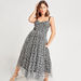 2Xtremz Printed Mesh Detail Midi Dress with Sweetheart Neck-Dresses-thumbnail-0