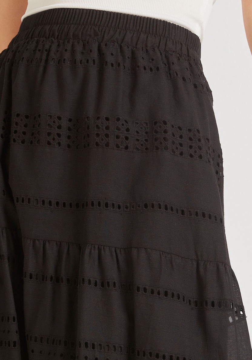 2Xtremz Schiffli Detail Tiered Maxi Skirt with Elasticised Waistband-Skirts-image-2