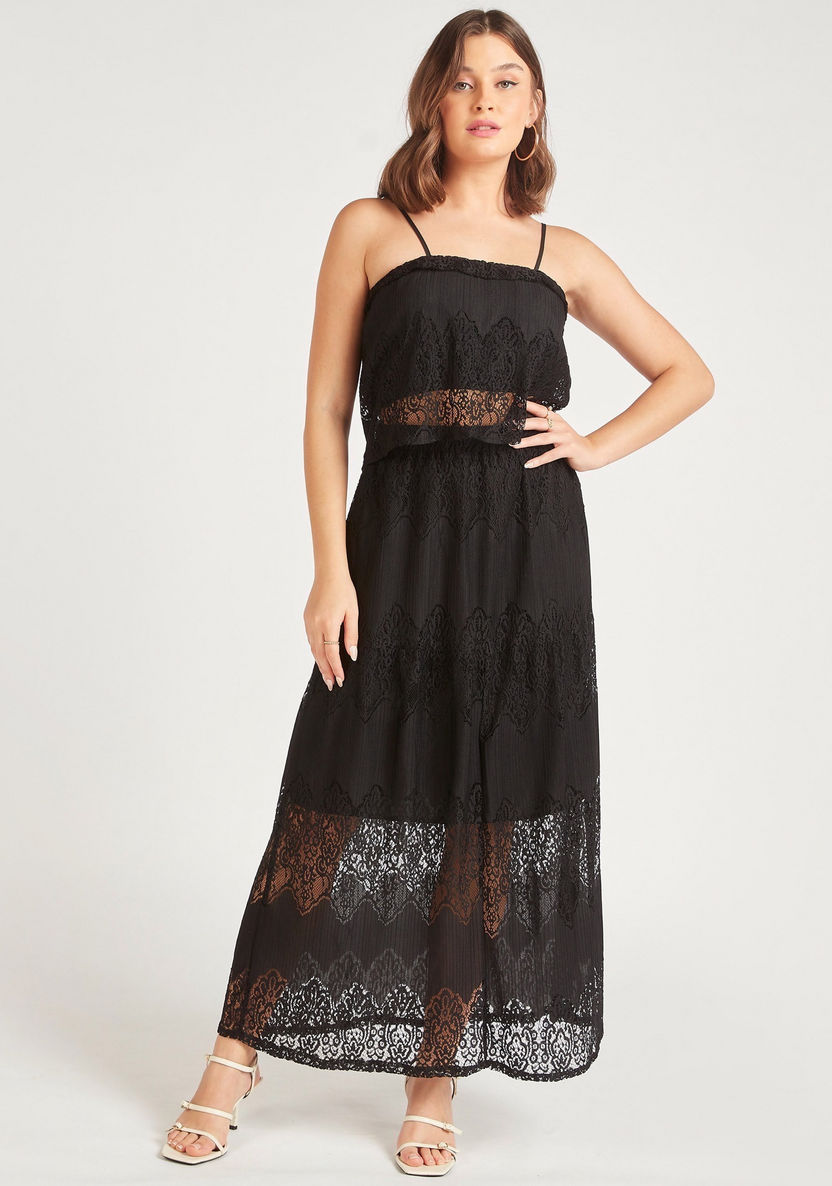 2Xtremz Lace A-Line Maxi Skirt with Elasticated Waistband-Skirts-image-1