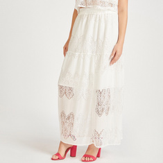 2Xtremz Lace A-Line Maxi Skirt with Elasticated Waistband