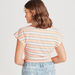 2Xtremz Striped Crop Round Neck T-shirt with Short Sleeves and Tie-Ups-T Shirts-thumbnail-3