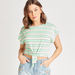 2Xtremz Striped Crop Round Neck T-shirt with Short Sleeves and Tie-Ups-T Shirts-thumbnail-0