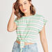 2Xtremz Striped Crop Round Neck T-shirt with Short Sleeves and Tie-Ups-T Shirts-thumbnailMobile-2