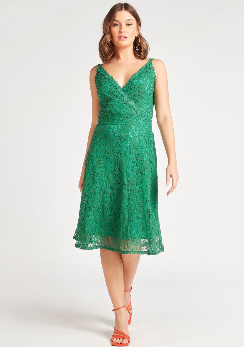 2Xtremz Lace Detail Midi A-line Sleeveless Dress-Dresses-image-1