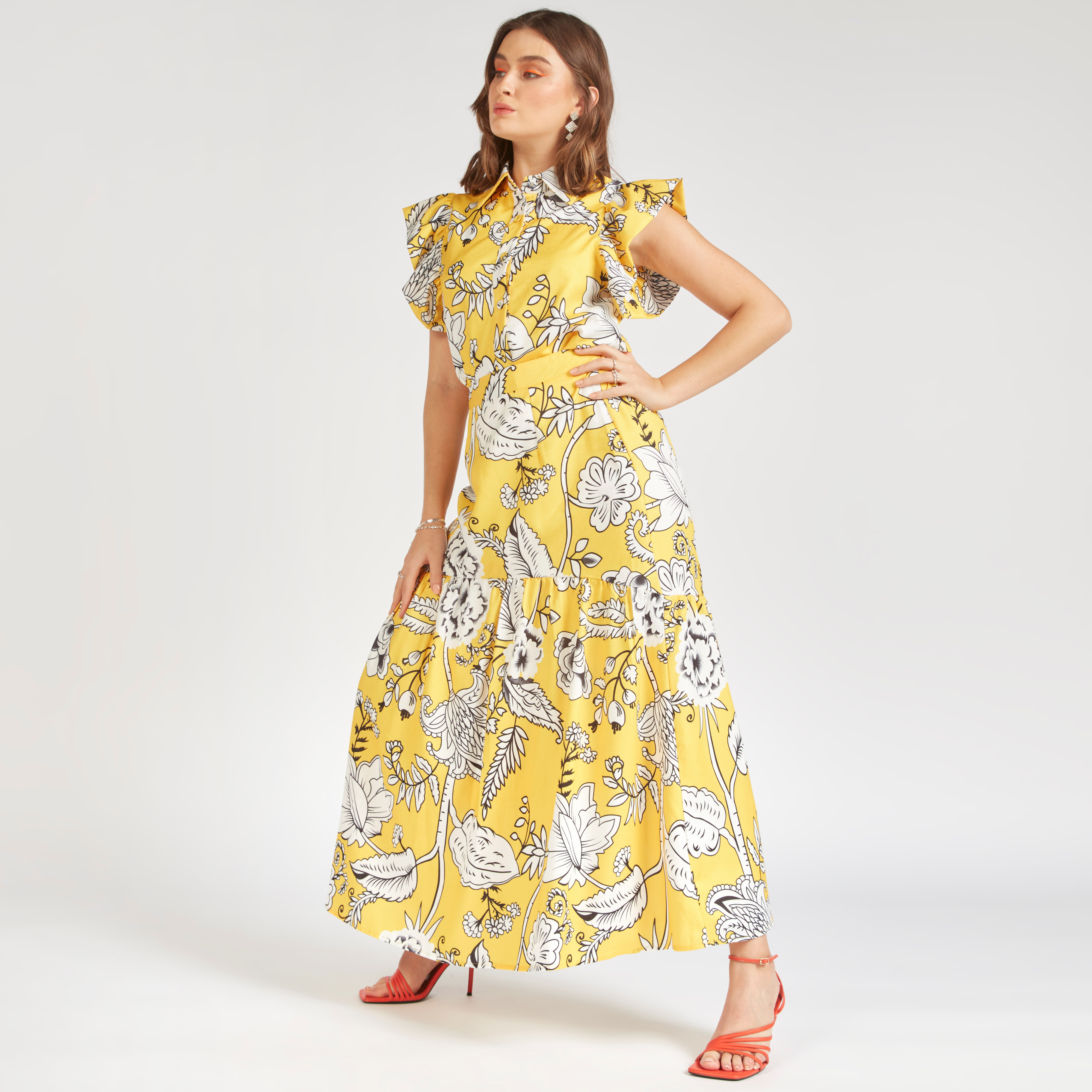 تنورة طويلة بطبعات زهرية وخصر مطاطي من توإكستريمز-women-clothing-skirts-image-1