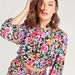 2Xtremz Floral Print Top with 3/4 Sleeves and Button Closure-Tops-thumbnail-2