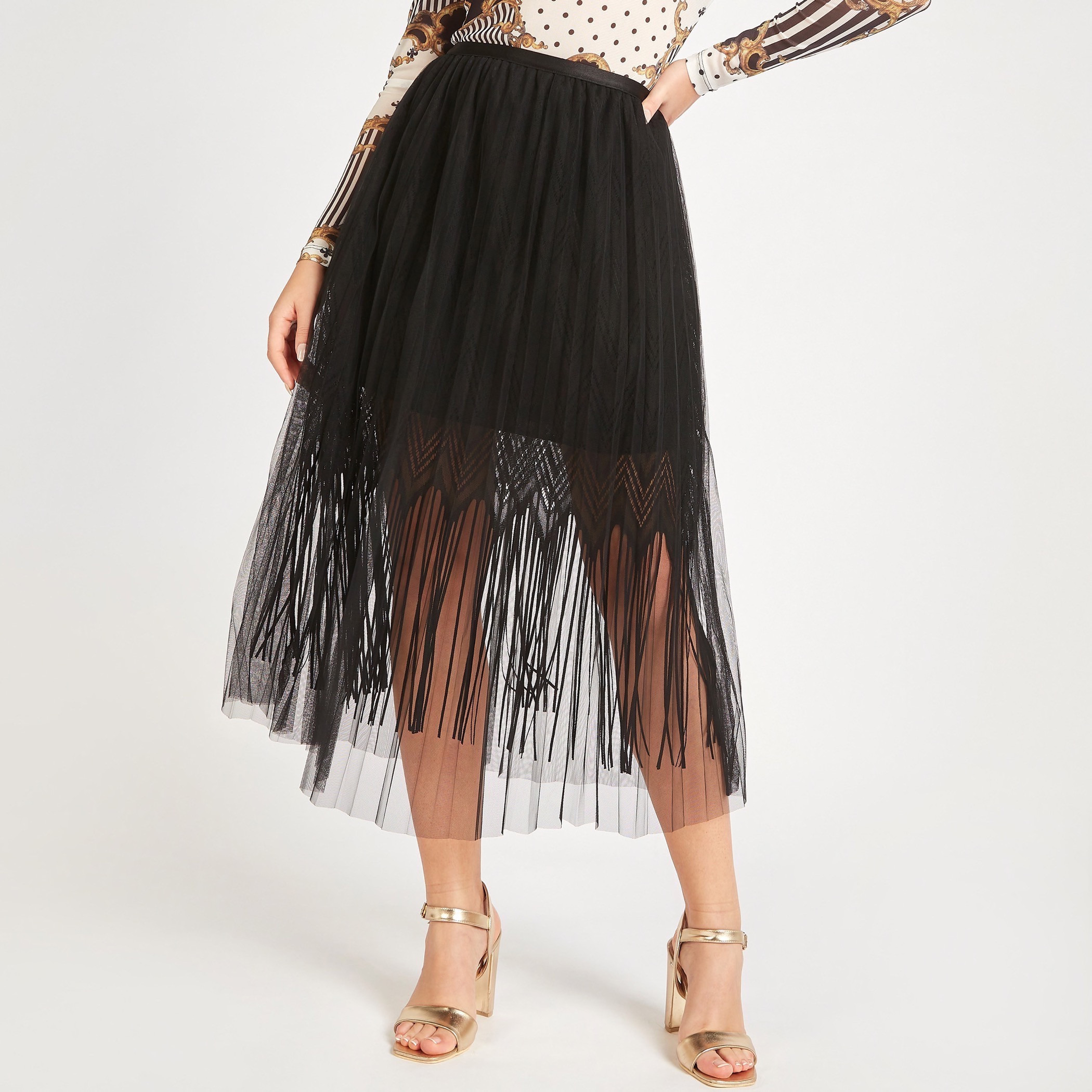 2Xtremz Lace A-line Midi Skirt with Elasticated Waistband-women-clothing-skirts-image-2