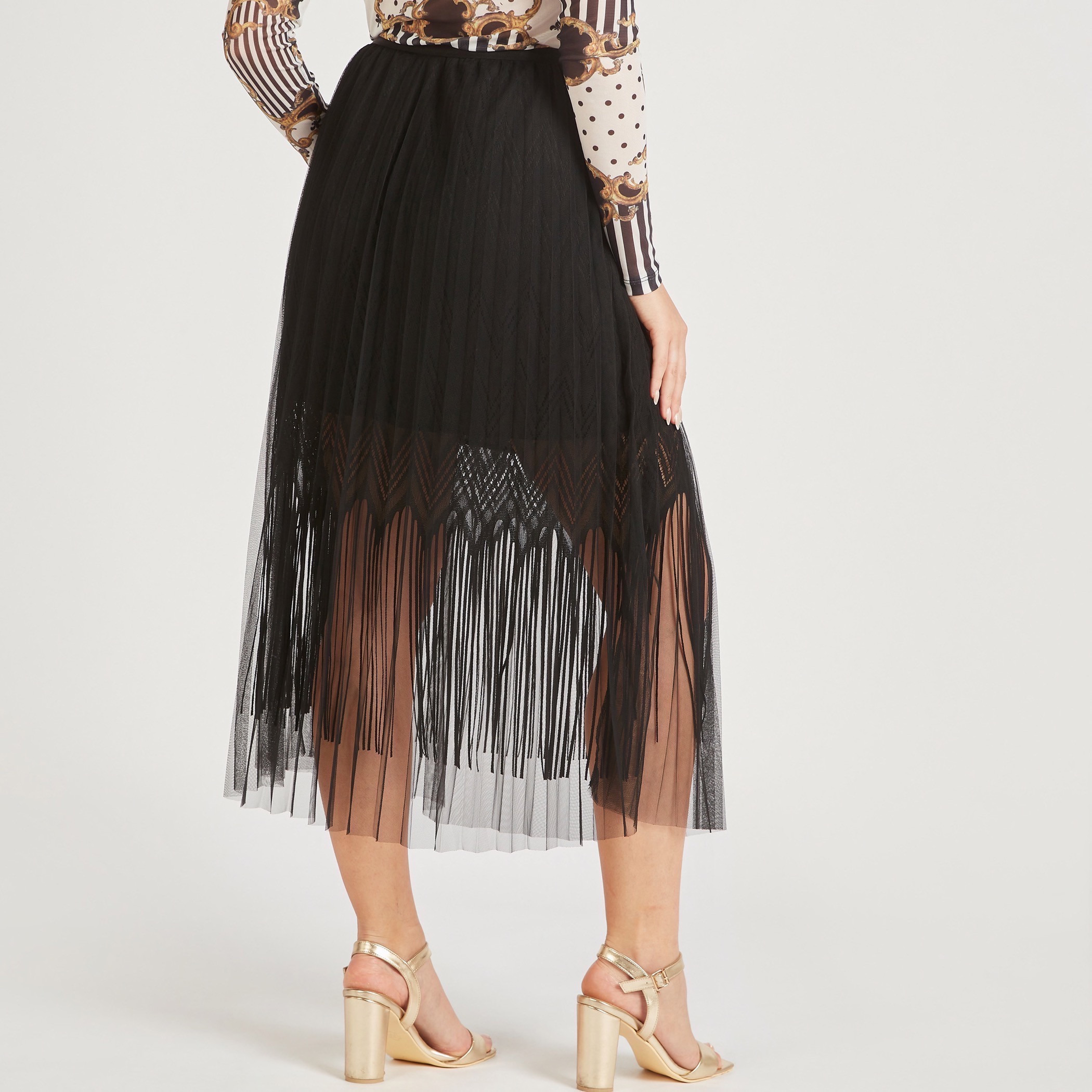 2Xtremz Lace A-line Midi Skirt with Elasticated Waistband-women-clothing-skirts-image-4