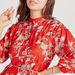 Printed Mini A-line Dress with Long Sleeves and Tie-Up Detail-Dresses-thumbnailMobile-2