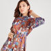 Printed Mini A-line Dress with Long Sleeves and Tie-Up Detail-Dresses-thumbnailMobile-2