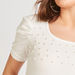 2Xtremz Pearl Embellished Round Neck T-shirt with Short Sleeves-T Shirts-thumbnailMobile-4