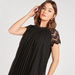 2Xtremz Pleated Dress with Embellished Sleeves and Neckline-Dresses-thumbnailMobile-1