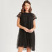 2Xtremz Pleated Dress with Embellished Sleeves and Neckline-Dresses-thumbnail-2
