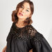 2Xtremz Embellished A-line Dress with Short Sleeves and Lace Detail-Dresses-thumbnailMobile-0